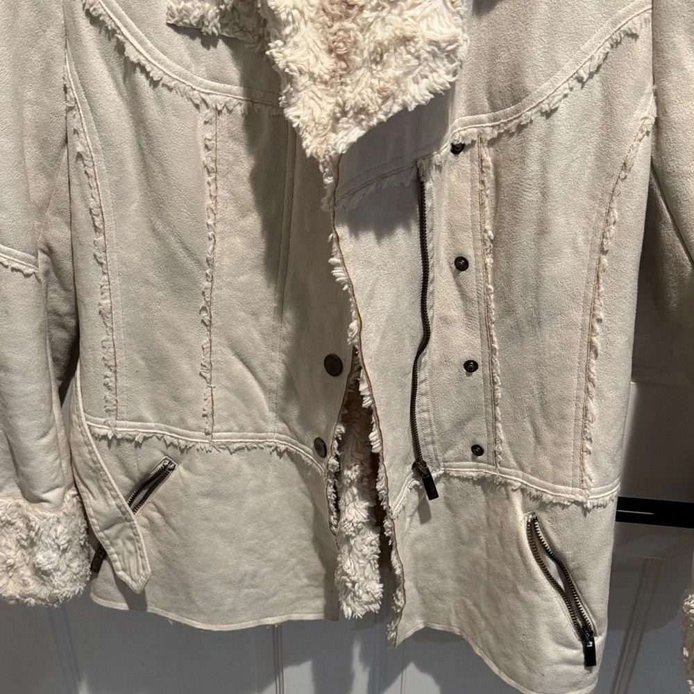Sugarfly Cream Teddy Jacket with Faux Fur - Picture 2 of 8